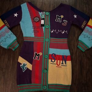 Colorful Graphic Knit Cardigan dress🥰